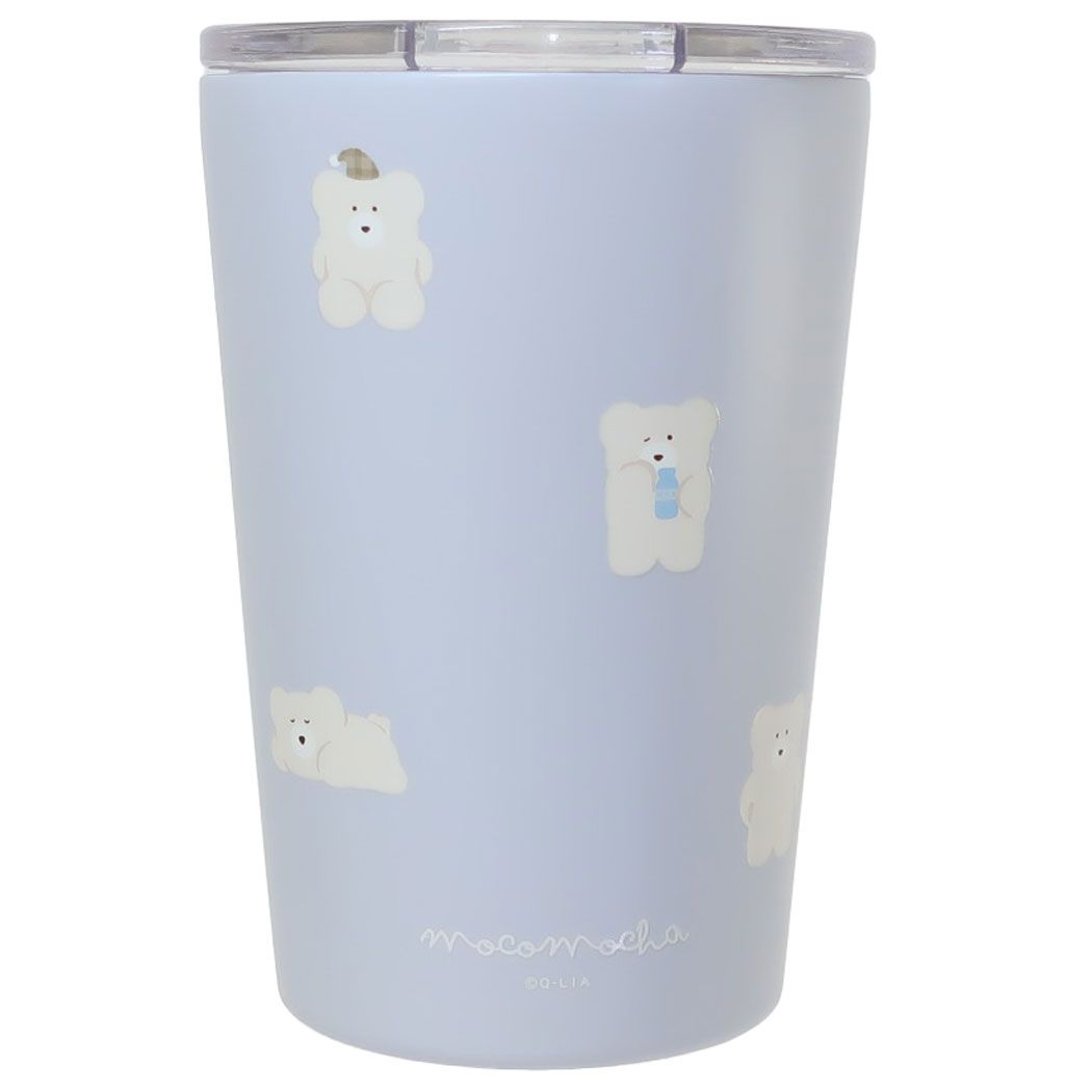 保温保冷コップ ほっこりモコモカ 蓋付きステンレスタンブラー 380ml クリーム