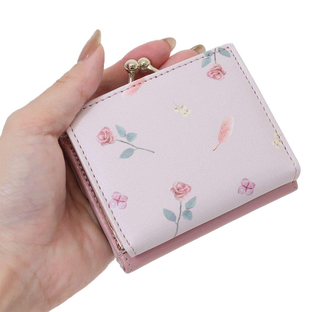 ミニウォレット ポシェブーケ ミニ財布 がまぐち三つ折り ピンク コンパクト おしゃれ