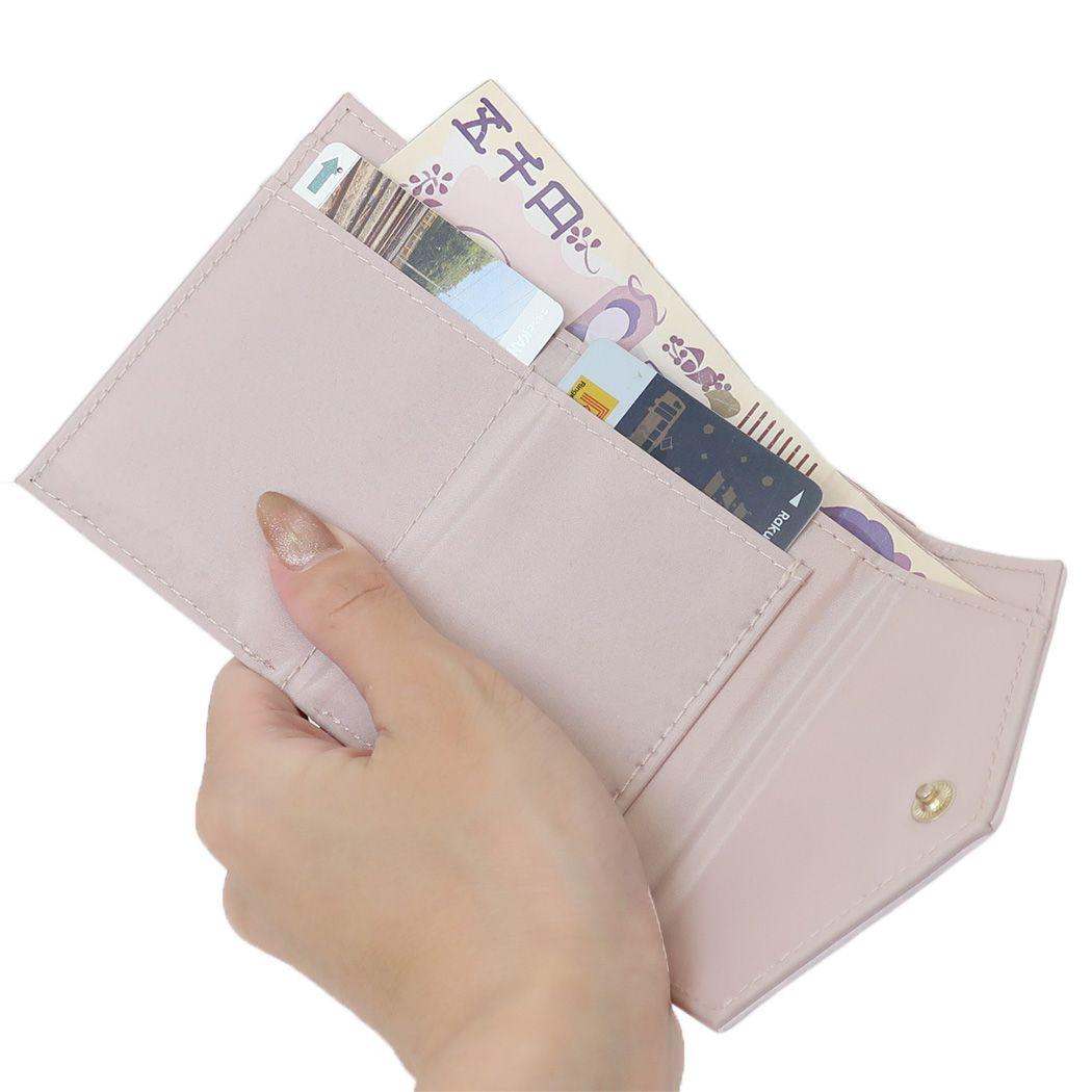 ミニウォレット ポシェブーケ ミニ財布 がまぐち三つ折り ピンク コンパクト おしゃれ