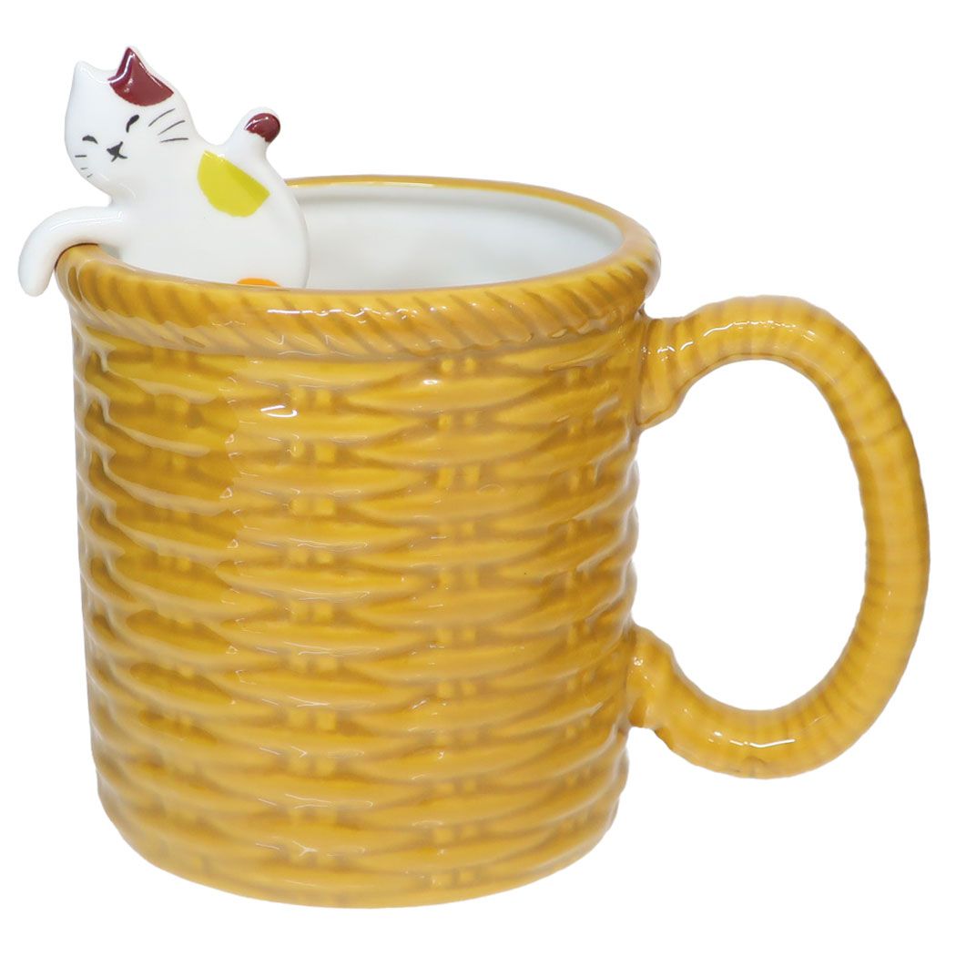 バスケットマグ アニマル食器 マグカップ ねこ サンアート 三毛猫