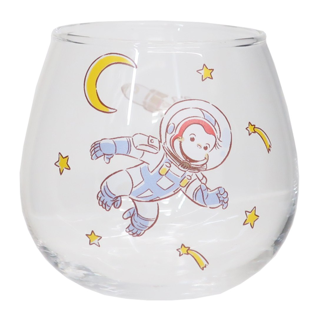 おさるのジョージ ガラスコップ ゆらゆら タンブラー 宇宙 サンアート プレゼント かわいい 男の子 女の子 ギフト