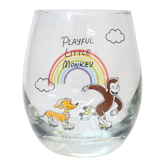 おさるのジョージ 3Dグラス ガラスコップ シンプルライン レインボー 絵本キャラクター
