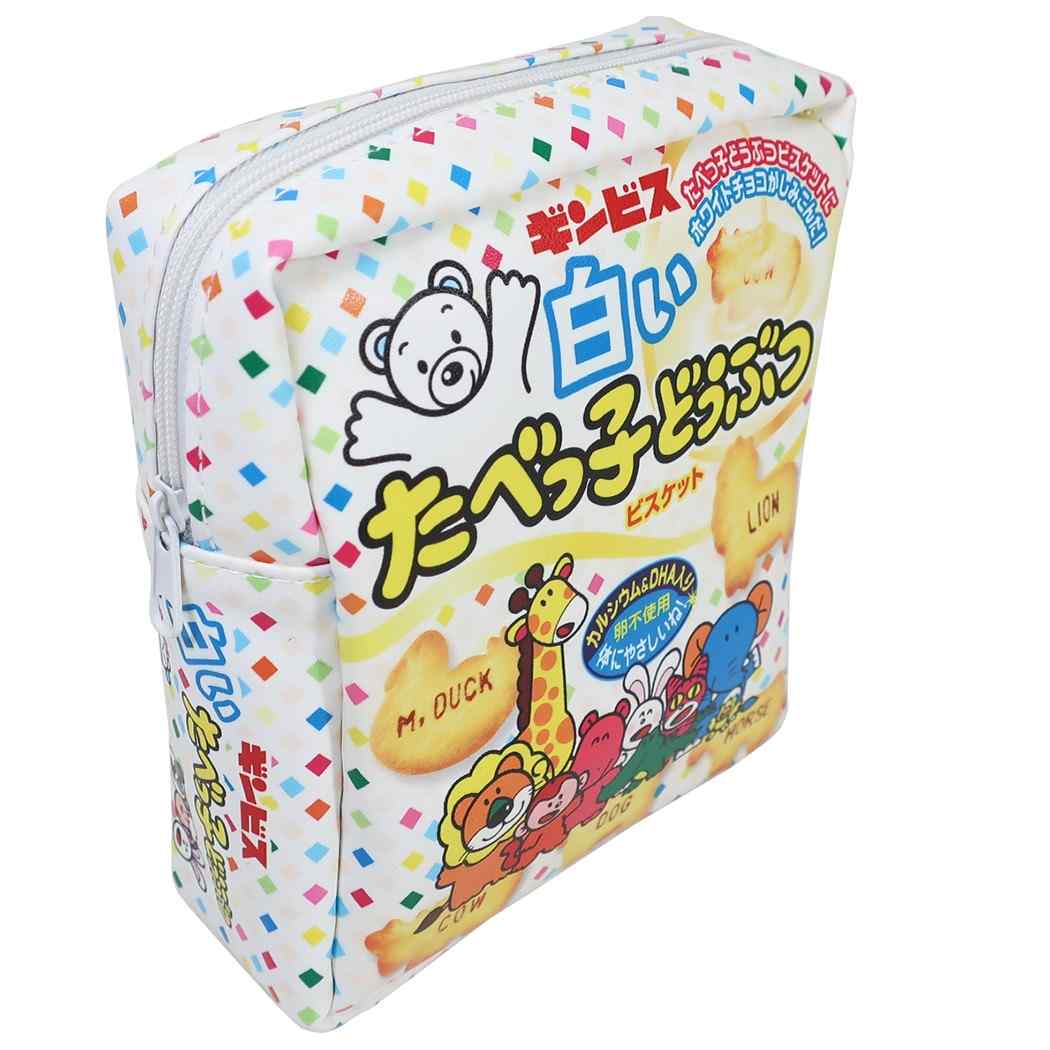 スクエアポーチ ギンビス 通販 マチ付き ポーチ たべっ子どうぶつ ホワイト エスケイジャパン プレゼント 男の子 女の子 ギフト
