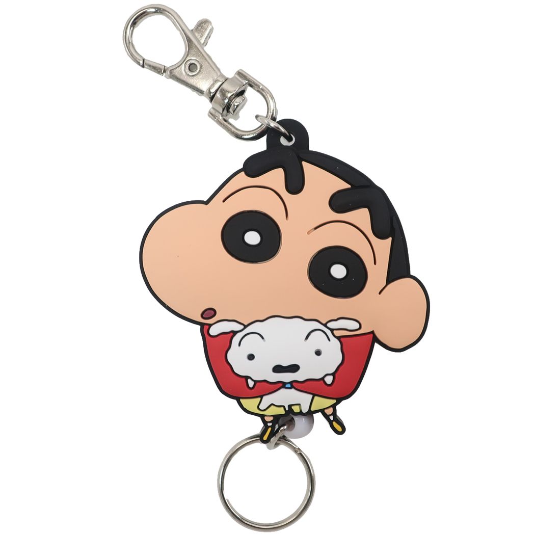 クレヨンしんちゃん グッズ ラバー リール キーホルダー アニメキャラクター キーリング しんちゃん＆シロ プレゼント 男の子 女の子