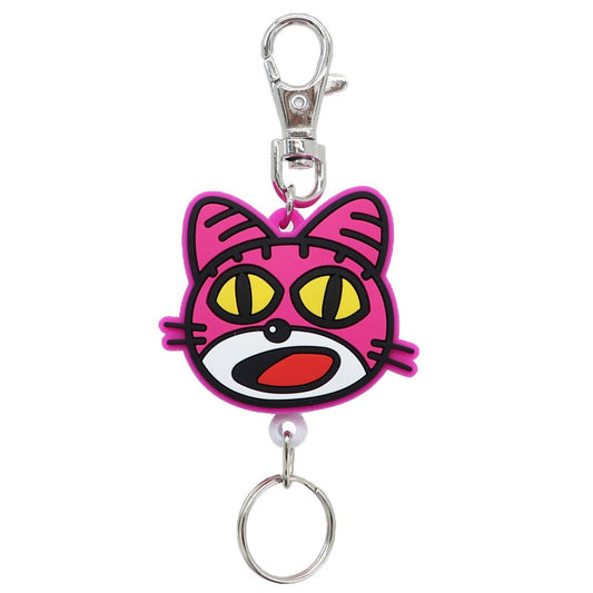 たべっ子どうぶつ キーリング ラバーリールキーホルダー ねこフェイス ギンビス プレゼント 男の子 女の子 ギフト