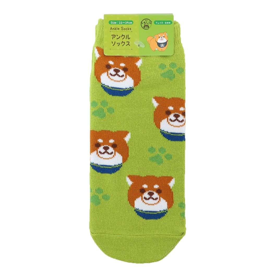 忠犬もちしば キャラクター 女性用靴下 アンクルソックス レディース フェイス おかか