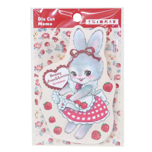 ダイカットメモ スイマー メモ帳 SWIMMER S＆C いちごチェックうさ