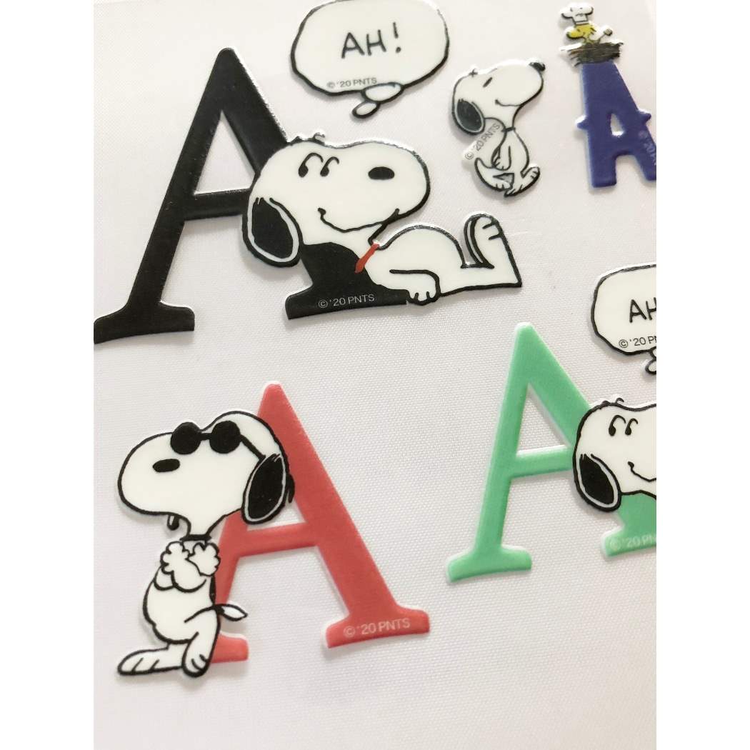 耐熱 耐水 イニシャル ステッカー スヌーピー デコレーションシール ピーナッツ アルファベルト A 9×10cm デコシール プレゼント
