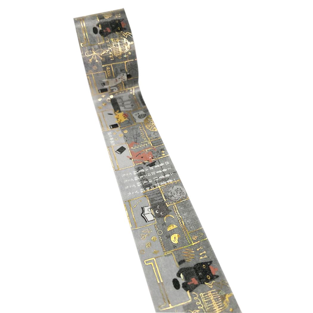 きらぴかマスキングテープ 27mm 宮沢賢治幻燈館 マステ シール堂印刷 猫の事務所