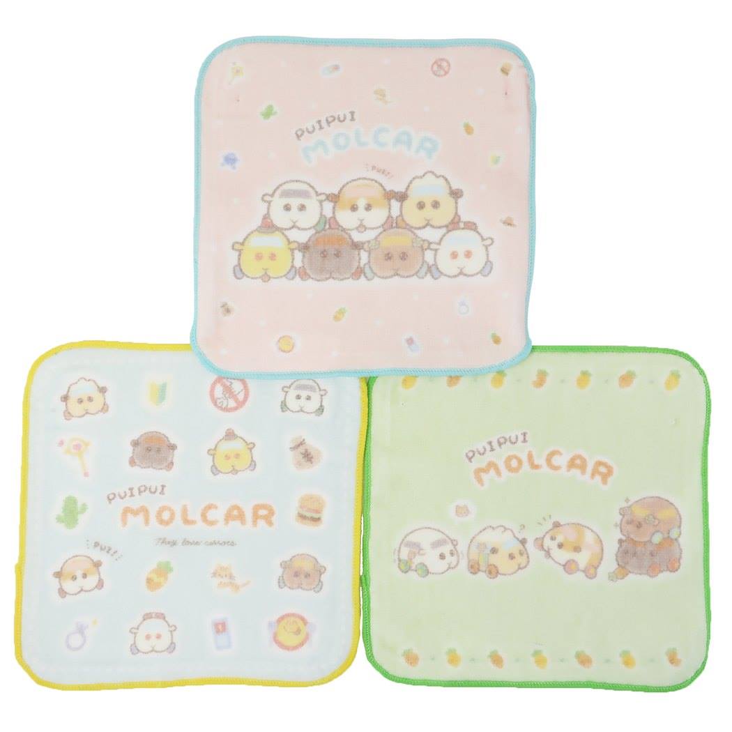 PUIPUI モルカー キャラクター ミニタオル ハンカチタオル 3枚セット プレゼント 男の子 女の子 ギフト
