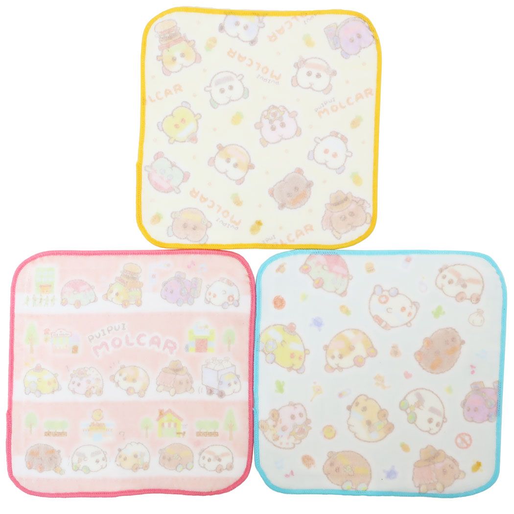 PUIPUIモルカー ハンカチタオル3枚組 ミニタオル3Pセット 新入学 キャラクター プレゼント 男の子 女の子 ギフト