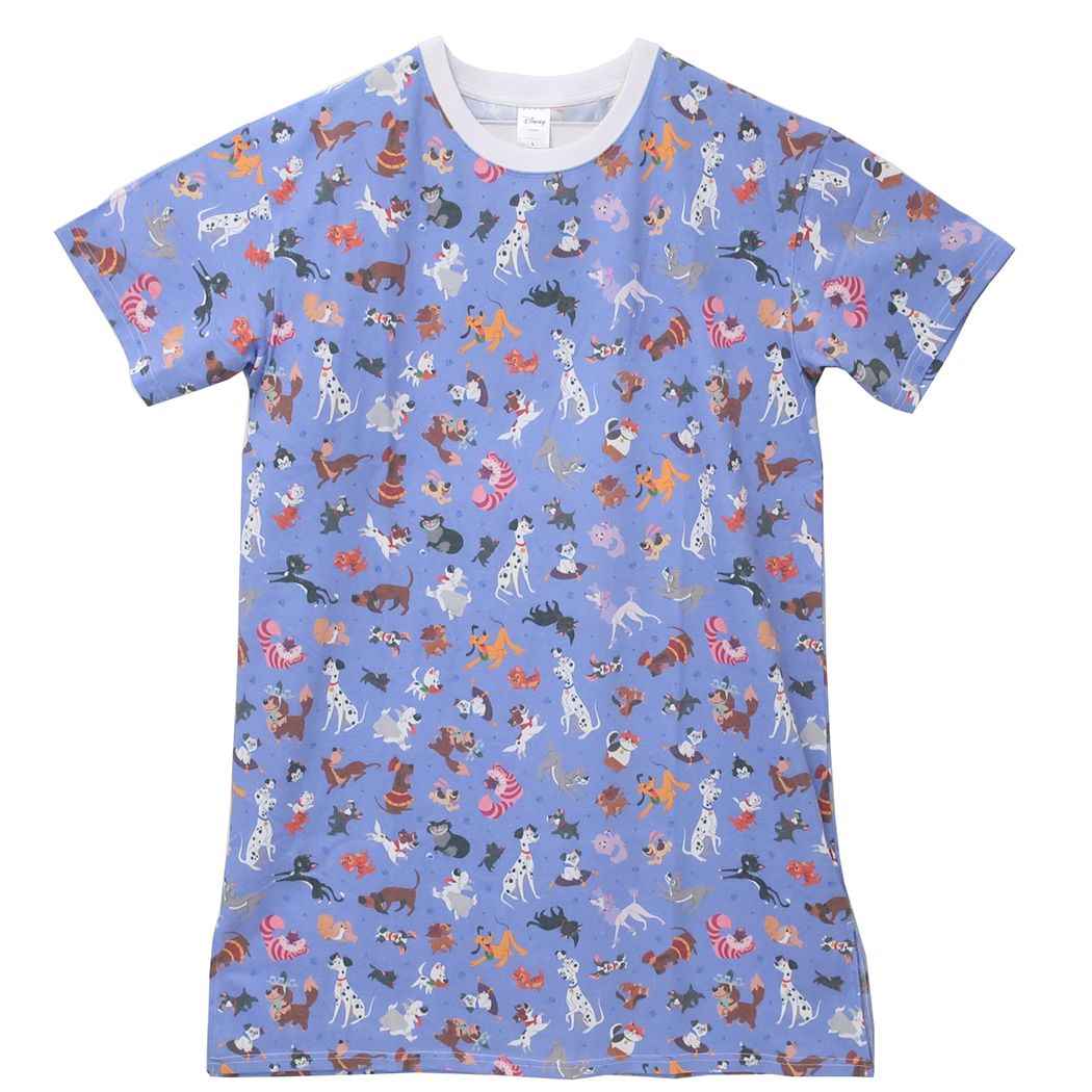 ロング T-SHIRTS キャッツ＆ドッグス Tシャツ ディズニー スモールプラネット いっぱい パターン