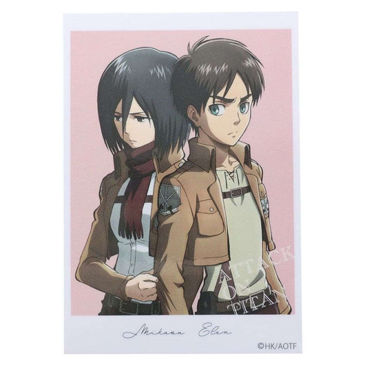 進撃の巨人 ダイカットビニールステッカー ビッグシール アニメキャラクター ミカサ＆エレン プレゼント 男の子 女の子 ギフト
