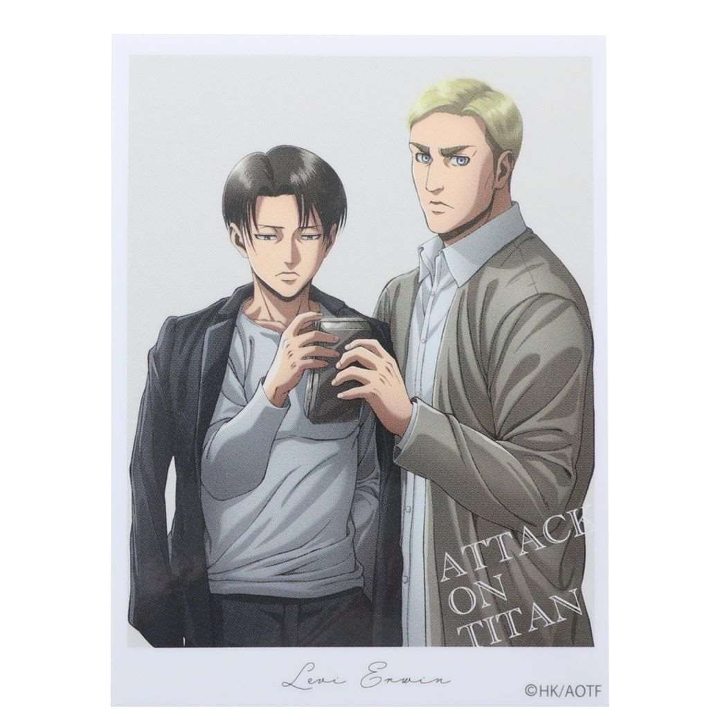 進撃の巨人 グッズ ビッグシール アニメキャラクター ダイカットビニールステッカー リヴァイ＆エルヴィン プレゼント 男の子 女の子