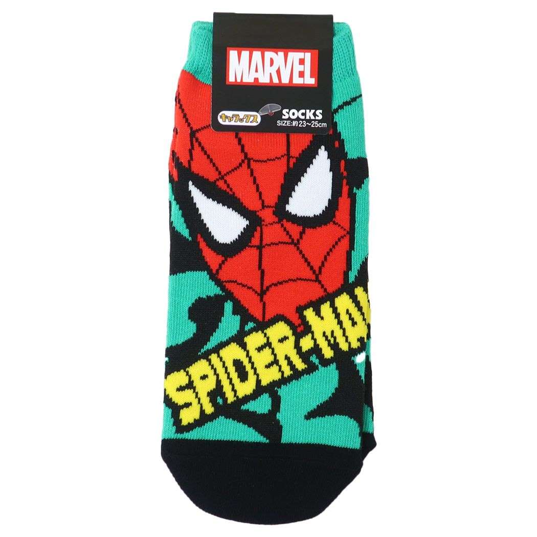 スパイダーマン グッズ 女性用靴下 キャラクター レディースソックス フェイス＆ロゴ