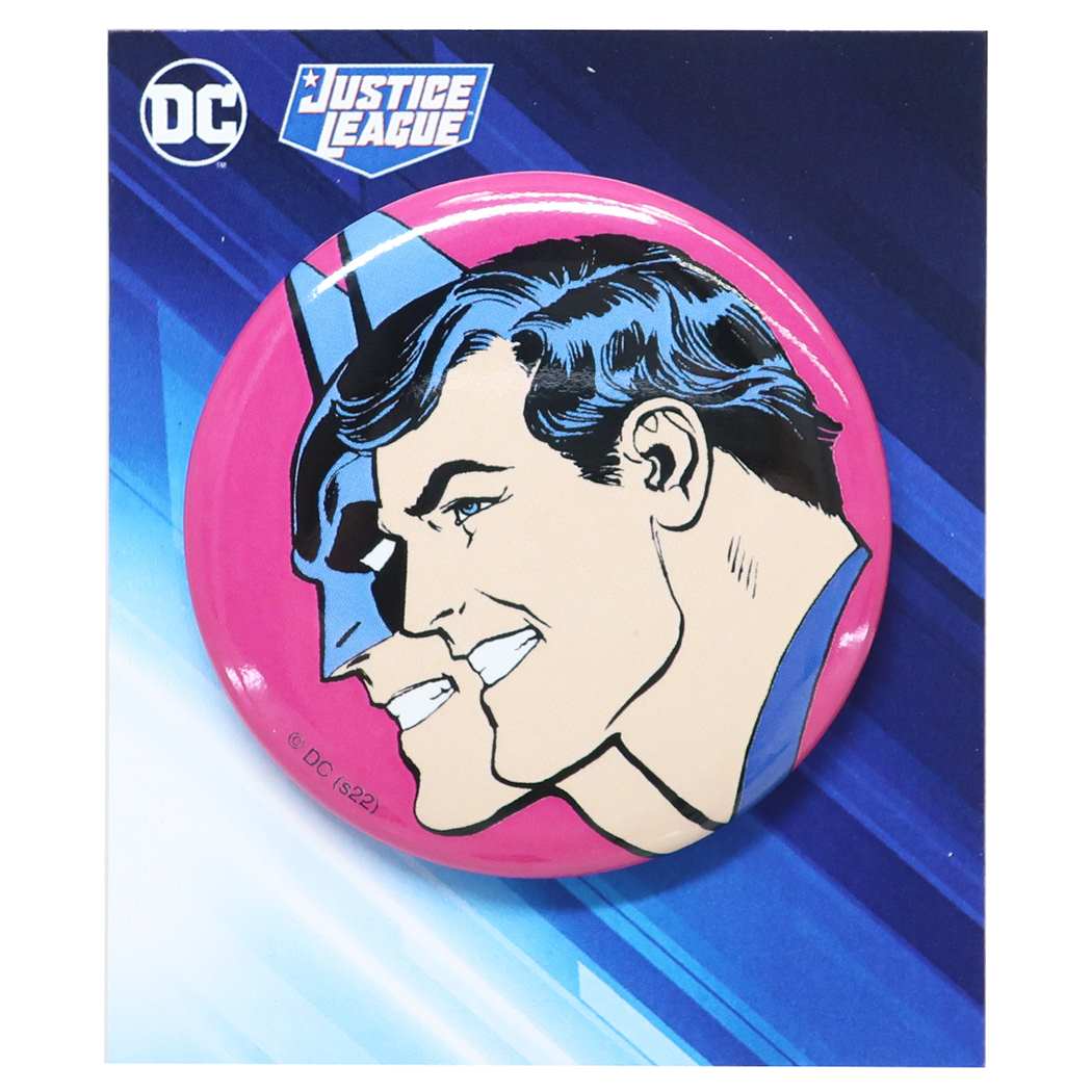 カンバッジ ジャスティスリーグ 缶バッジ DCコミック スモールプラネット バットマン＆スーパーマン プレゼント 男の子 女の子 ギフ