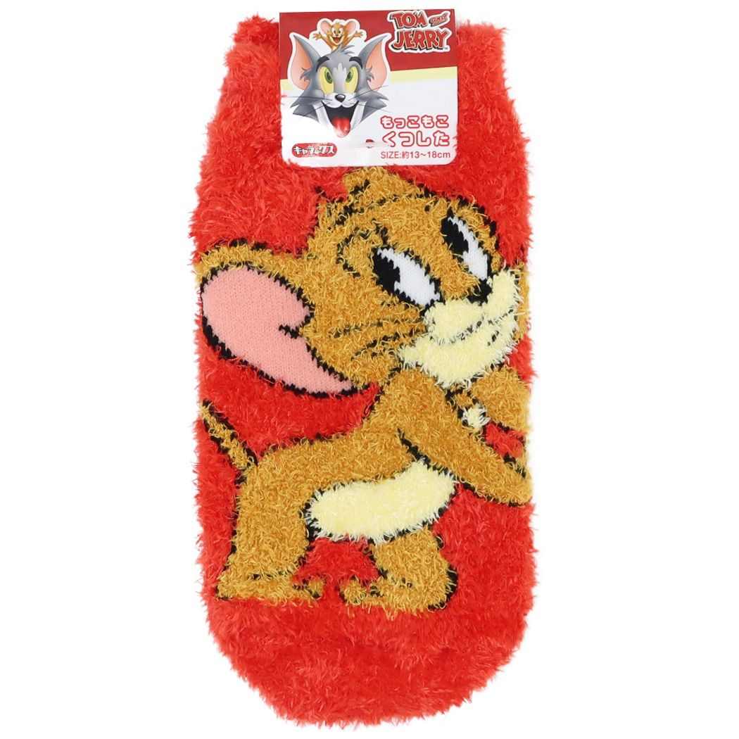 トムとジェリー キャラクター 子ども用防寒室内靴下 キッズもこもこショートソックス ジェリー スマイル プレゼント 男の子 女の子 ギ