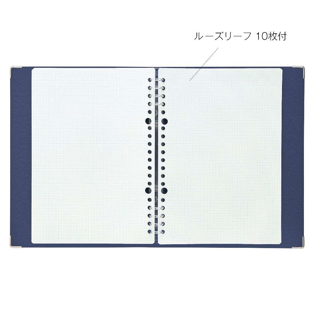 2mm grid binder A5 8穴 kleid クレイド ルーズリーフバインダー 新日本カレンダー Navy プレゼント 男の