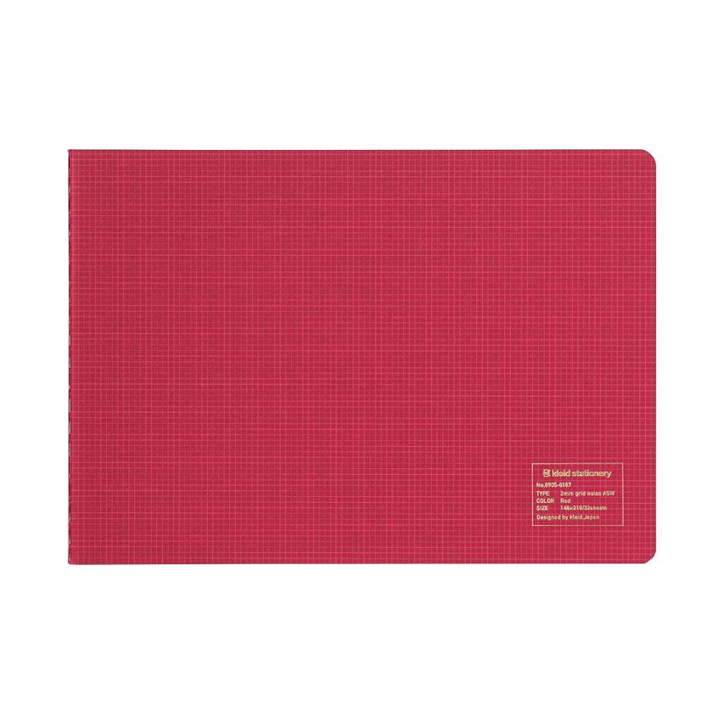 方眼ノート kleid クレイド 2mm grid notes A5W 横型ノート Red おしゃれ文具 プレゼント 男の子 女の子