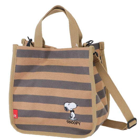 スヌーピー IP SQUARE スクエアボーダー ミニトート ミニショルダーバッグ BEIGE ピーナッツ キャラクター プレゼント