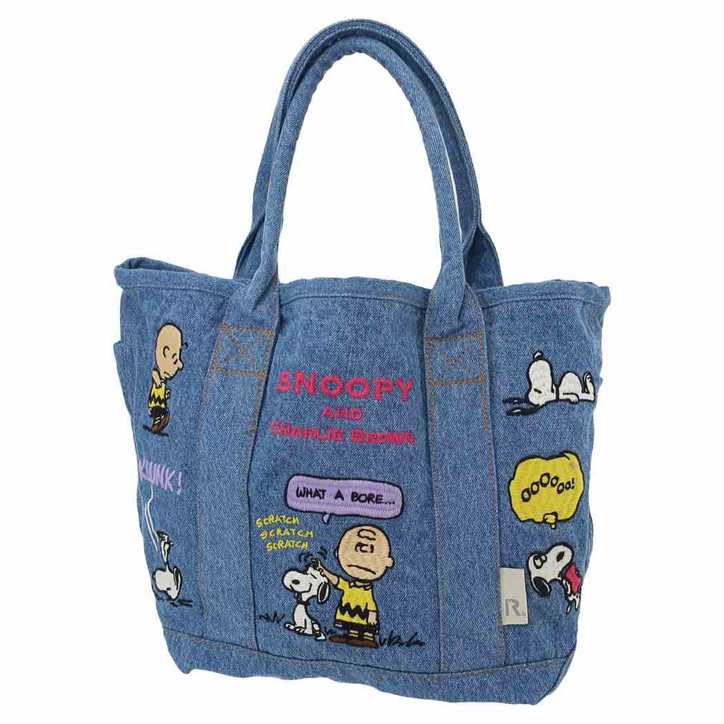 スヌーピー トートバッグ デニム刺繍 SCRATCH ピーナッツ ルートート