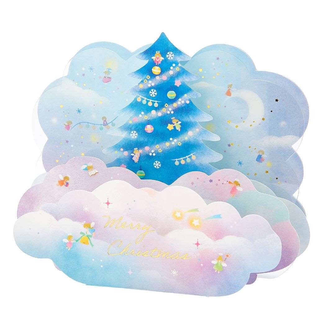 グリーティングカード CHRISTMAS クリスマスカード jx32-3 雲と天使