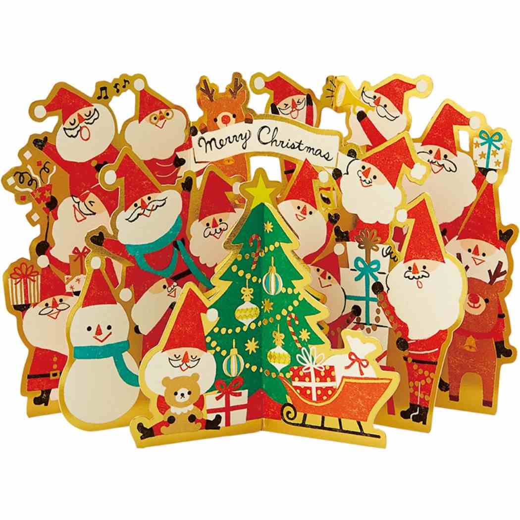 グリーティングカード CHRISTMAS クリスマスカード jx37-3 サンタいっぱい プレゼント