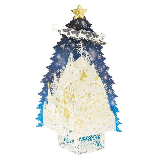 グリーティングカード CHRISTMAS クリスマスカード jx53-3 レーザーカット立体ツリー プレゼント