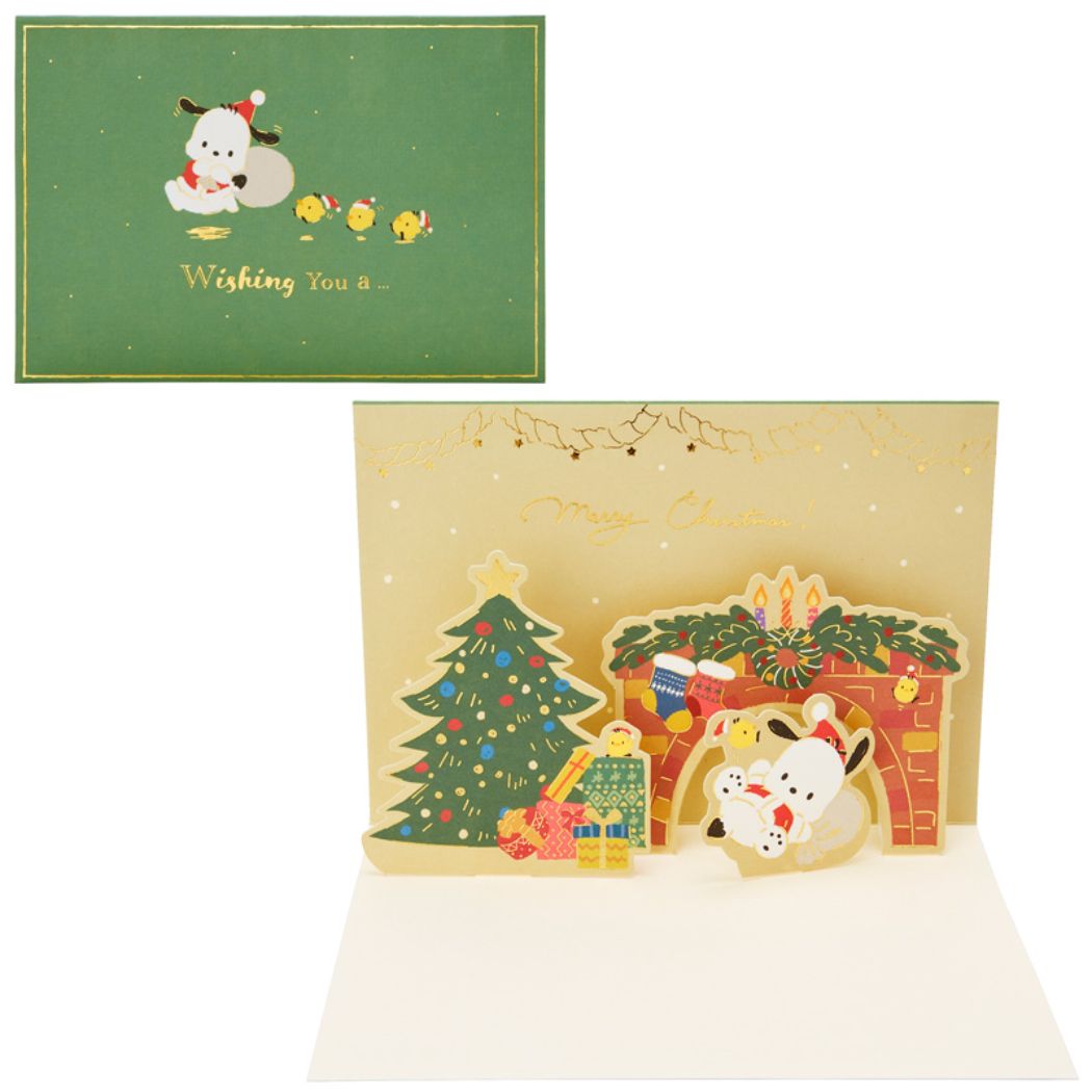 ポチャッコ キャラクター グリーティングカード クリスマスカード jx69-3 ポチャッコ暖炉からころん