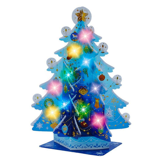 グリーティングカード CHRISTMAS メロディ JXPM20-3 クリスマスカード 立体 透明青ツリー プレゼント
