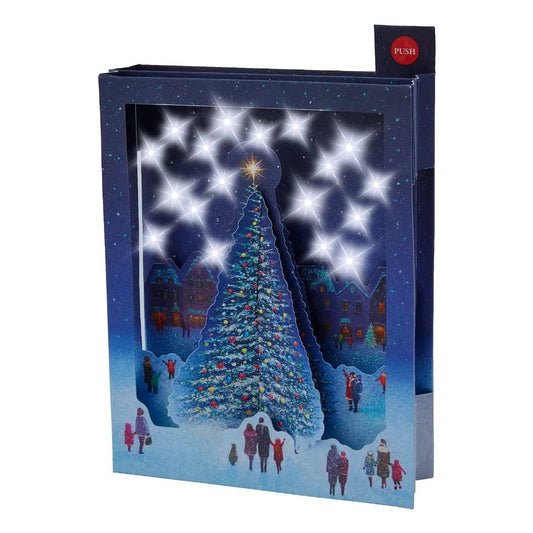 グリーティングカード CHRISTMAS メロディ JXPM4-3 クリスマスカード 立体 雪降る夜空とツリー プレゼント