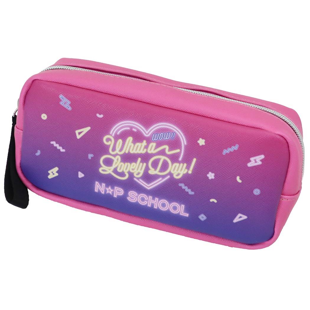 筆箱 BOX ペンケース ニコプチスクール Cビビッド×ネオンサイン柄 n☆p school サンスター文具 19×9×5.5cm