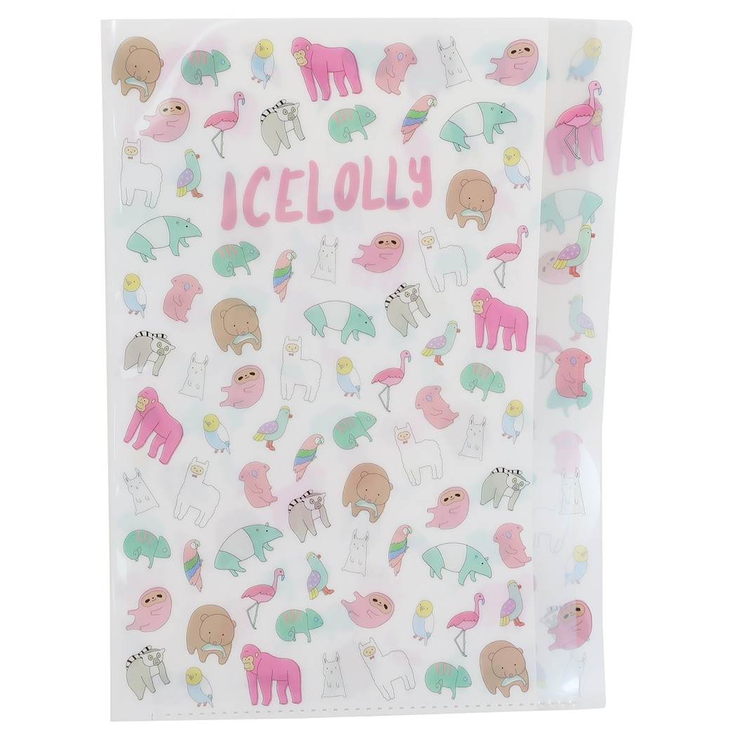 ポケットファイル ダイカット 5インデックス A4 クリアファイル アイスローリー ICELOLLY 動物 グッズ プレゼント
