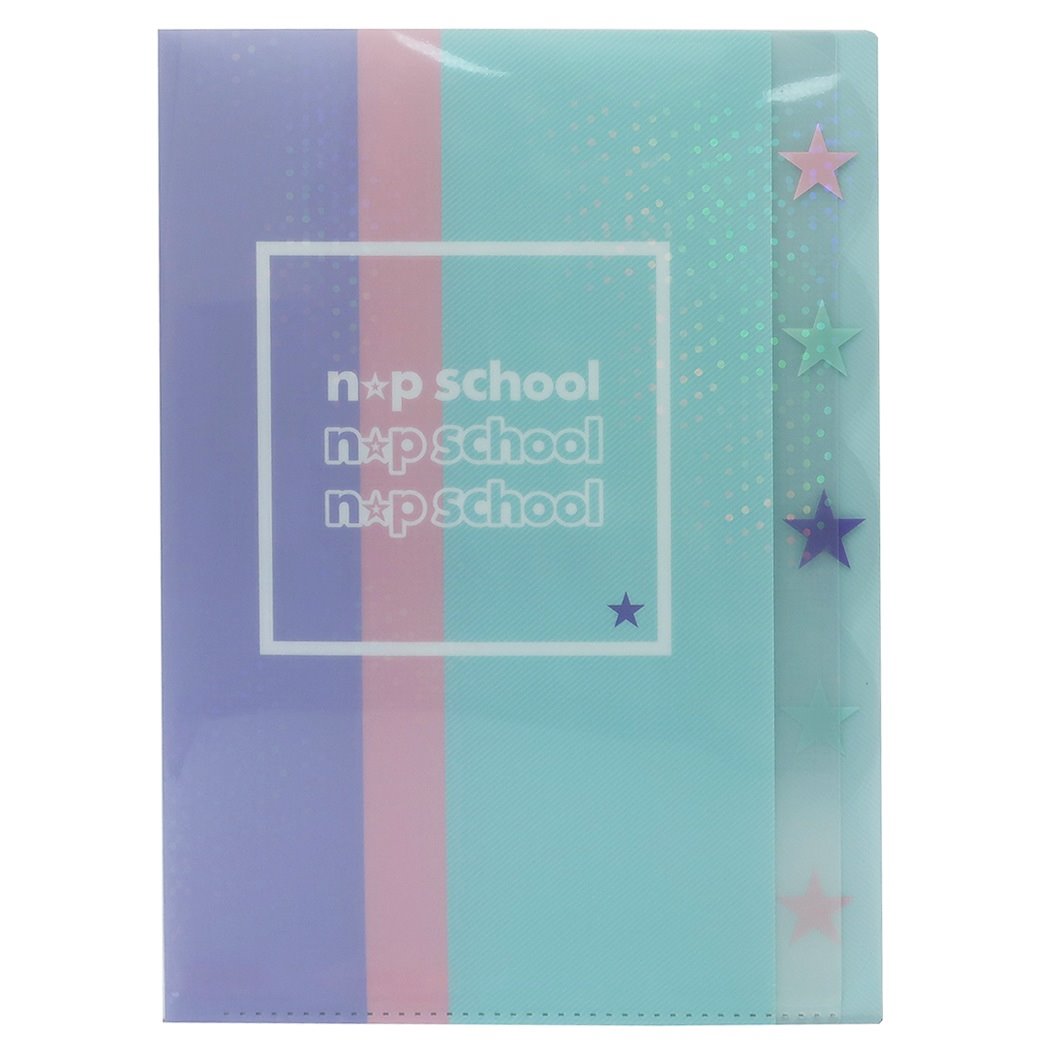 ダイカット 5インデックス A4 クリアファイル ポケットファイル ニコプチスクール n☆p school Aパステル×シンプル柄 22.5×31cm