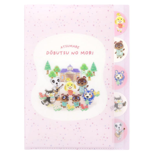 ポケットファイル あつまれどうぶつの森 ダイカットクリアファイル5P 5インデックス A4 ピンク サンスター文具