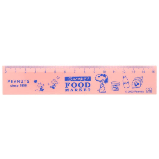 スヌーピー 15cm 定規 ものさし Delicious Food Market サーモンピンク ピーナッツ キャラクター プレゼント