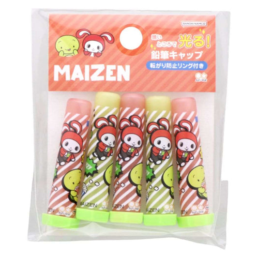 鉛筆キャップ まいぜんシスターズ 転がり防止リング付きえんぴつカバー5本セット YouTuber エンジョイ 新入学 新学期準備文具