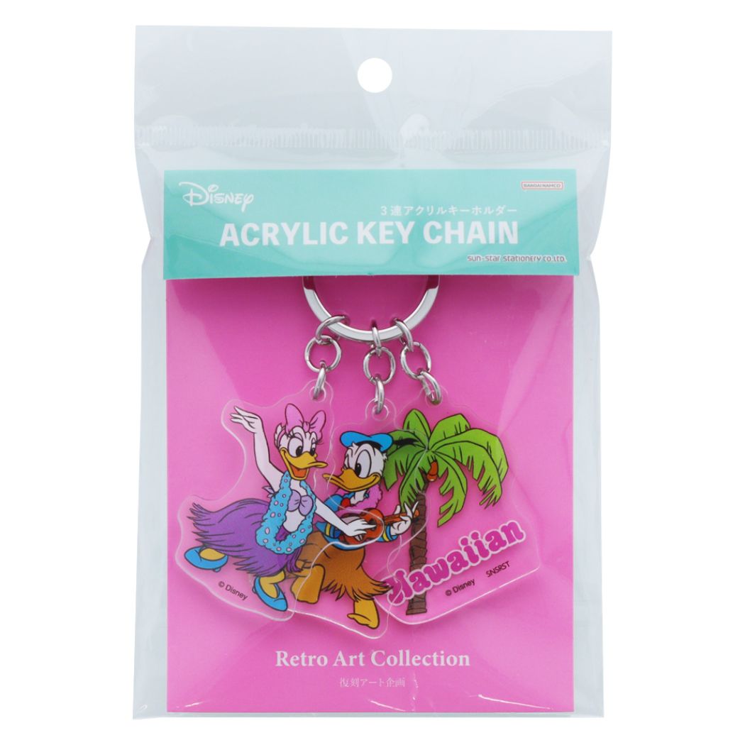 ディズニークラシック キーホルダー/キーリング/キーチェーン 3連アクリルキーホルダー レトロ フラダンス ディズニー