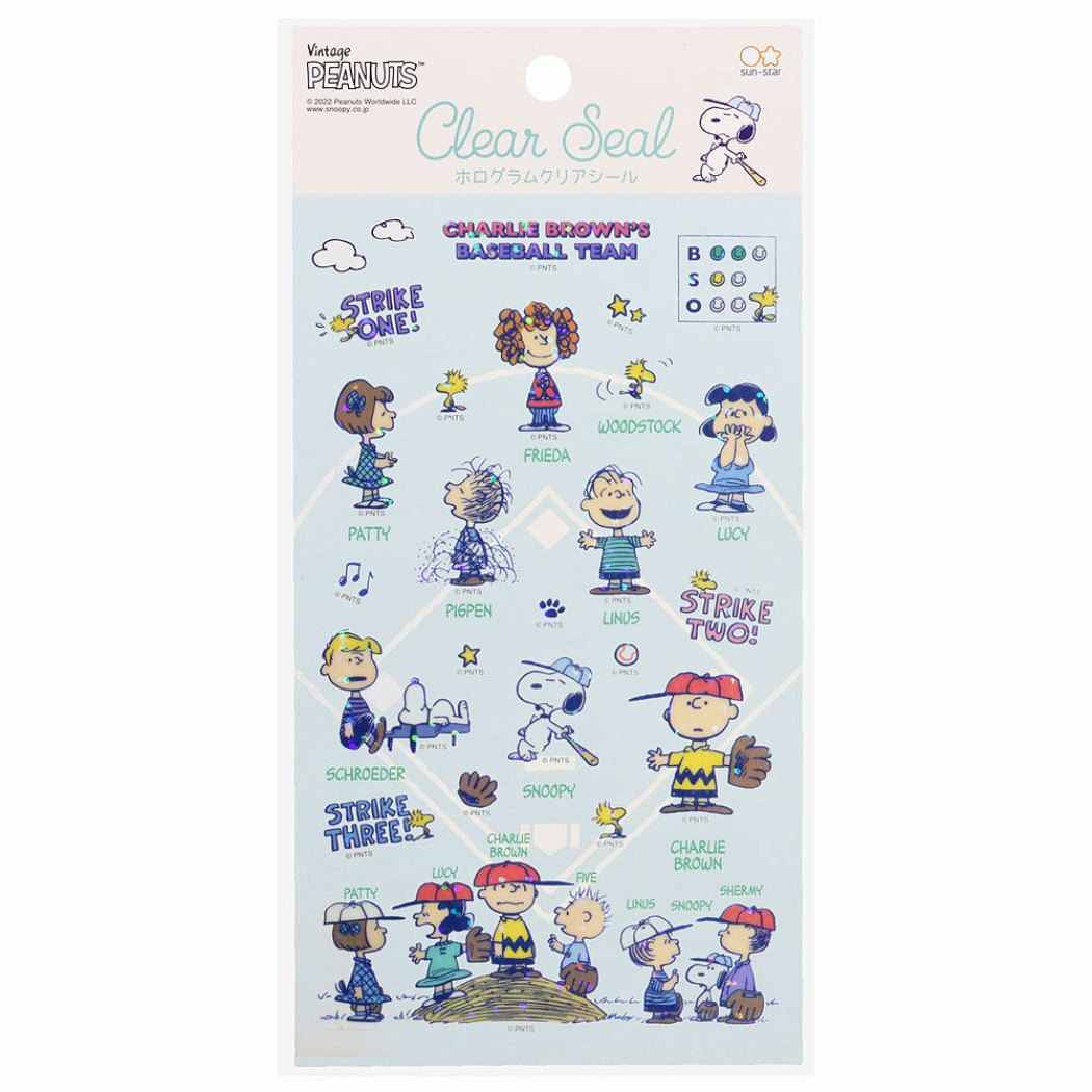 スヌーピー キャラクター シールシート ホログラム クリアシール 相関図2 ベースボール ピーナッツ プレゼント 男の子 女の子 ギフ