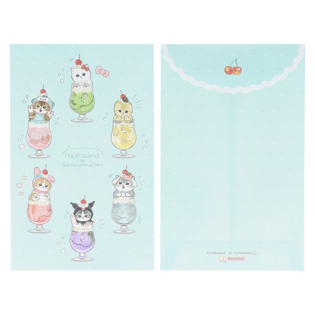 モフサンド レターセット/お手紙セット ダイカットミニレター ms×sc　ソーダ mofusand サンスター文具