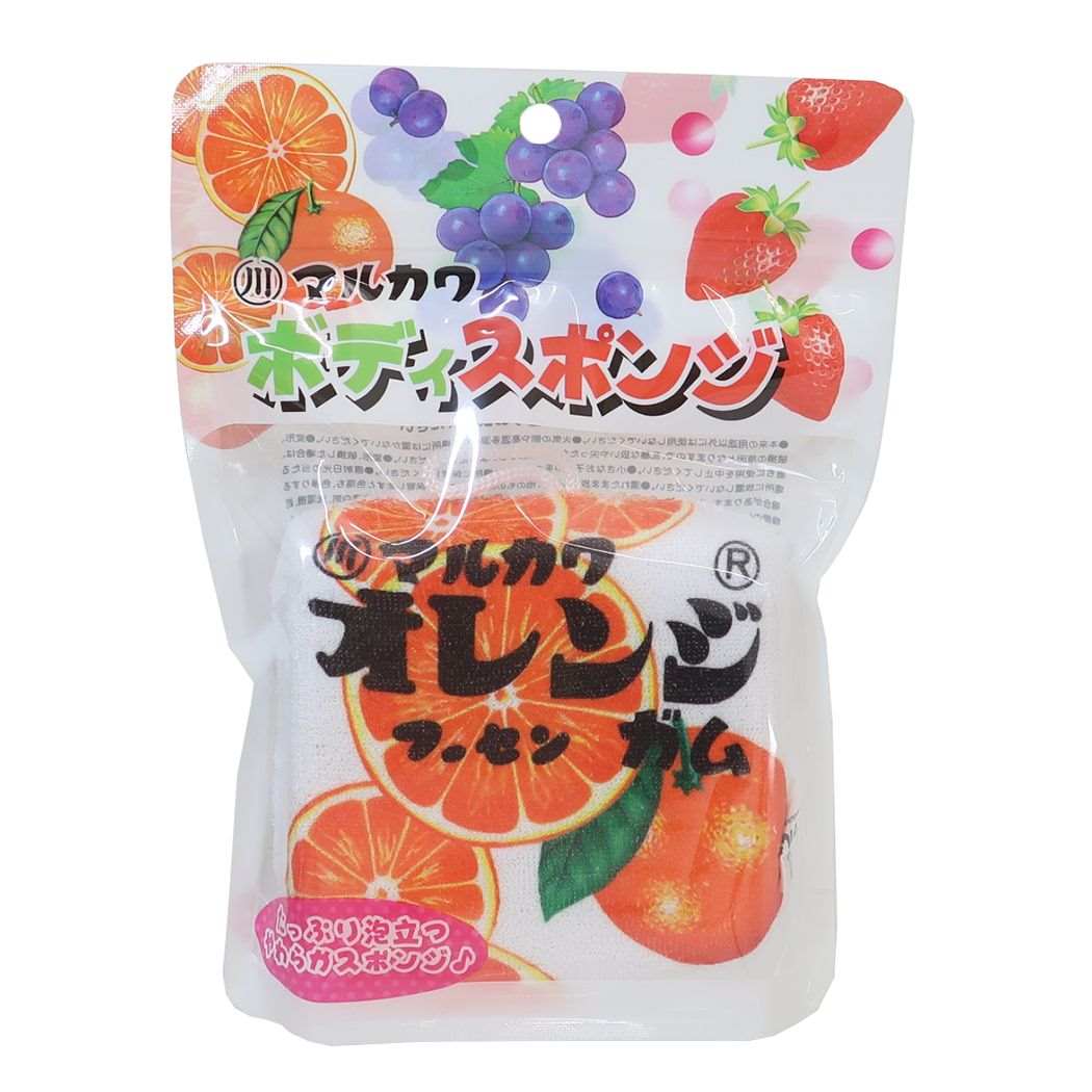 バス用品 フーセンガム ボディスポンジ お菓子パッケージ オレンジ お風呂雑貨