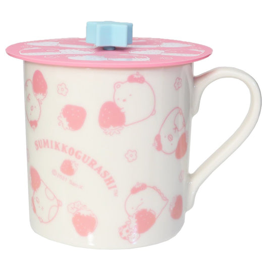 すみっコぐらし シリコンカップカバー付き ギフト MUG サンエックス マグカップ キャラクター いちご プレゼント 男の子 女の子