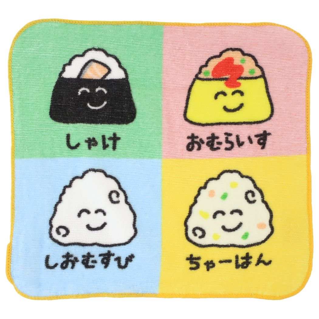 コンビニおえかきさん プリントタオル ハンカチタオル ミニタオル 3 おにぎり