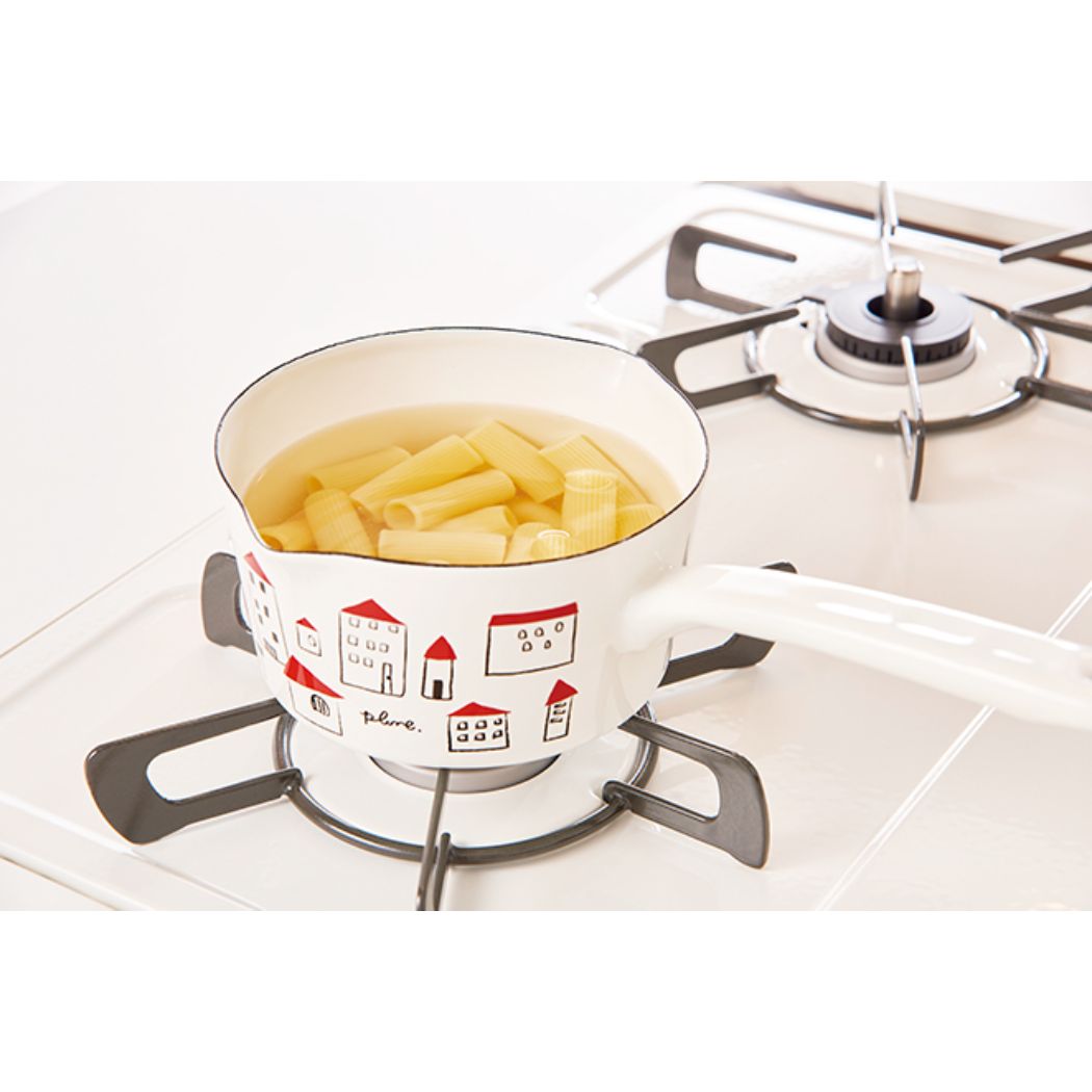 調理器 プルーン Plune. ホーローミルクパン15cm 堀内映子 akaiyaneno ガス火 IH対応 片手鍋