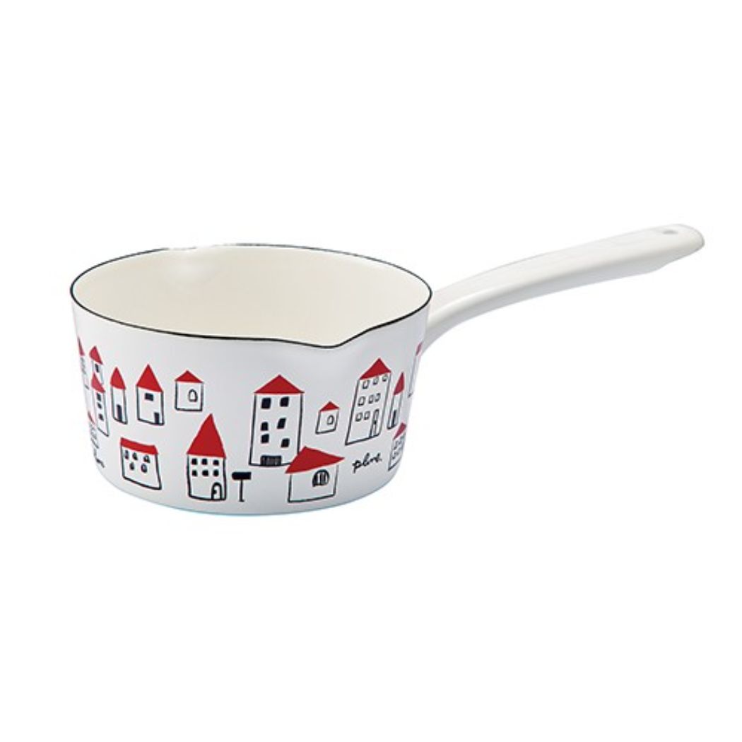 調理器 プルーン Plune. ホーローミルクパン15cm 堀内映子 akaiyaneno ガス火 IH対応 片手鍋