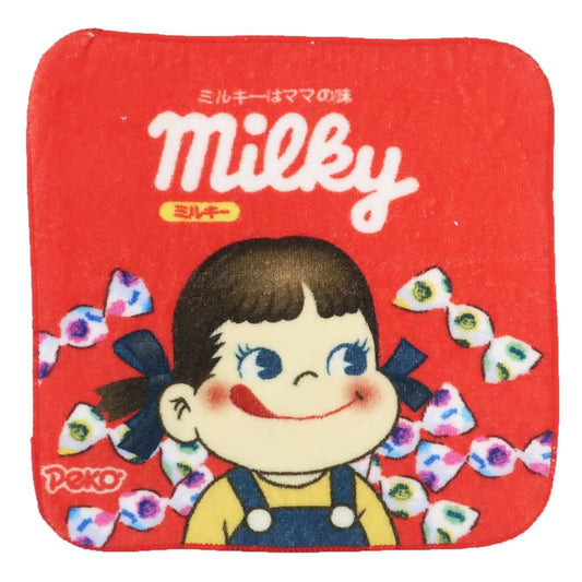 ハンドタオル ペコちゃん やわらかミニタオル 不二家 ミルキー プレゼント