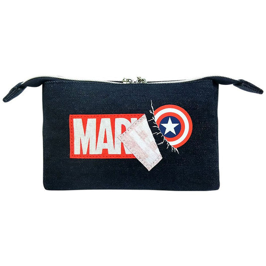 マーベル 化粧ポーチ 三角 ポーチ デニム コスメポーチ MARVEL グッズ プレゼント 男の子 女の子 ギフト