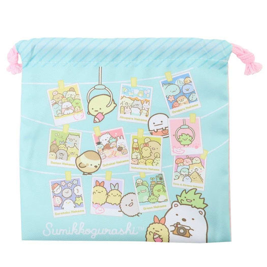 すみっコぐらし サンエックス キャラクター 巾着袋 フラット巾着 きんちゃくポーチ みんなあつまるんです フォト